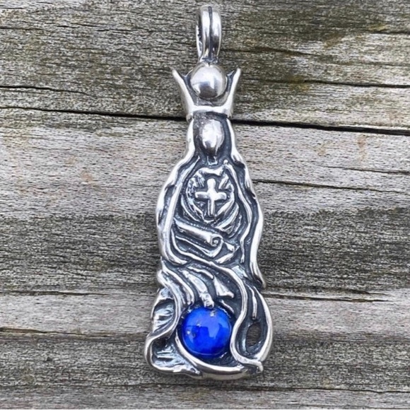 High Priestess Tarot pendant .925 Sterling Silver w/ genuine Lapis Lazuli USA - Picture 9 of 11